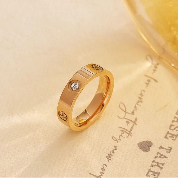 Gold Plated Designer Ring with Zircon Accents - Picture 1 of 7